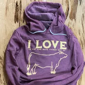 “I Love Cows” Hoodie – Heather Maroon Color