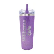 22 oz. Purple Sparkle Bermuda tumbler with straw, and etched Williams Ephs.