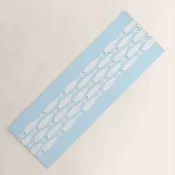 Coastal Minimalist Mid Century Modern Fish in Cool Light Blue White Brown Yoga Mat