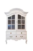 1760s Period Rococo Swedish Cabinet with Glass Doors, Bonnet Top and Cabrioles