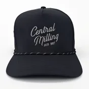 Embroidered Script Rope Hat – Black