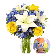 Blue Skies & Sunshine — Get Well Bouquet with Balloon