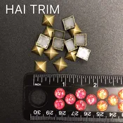 10mm Brass Pyramid Cut Square Iron On Studs, K-021