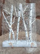 Aspen Tree Glass Art Winter on Clear 5X7