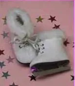 Ice Skates with Fur Trim (White) 18″