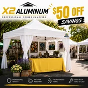 10'x10' ALUMINUM X2 Professional Canopy / Curtain-Wall Enclosure / Wheel-Bag / Spikes