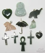 (10) Assorted Carved Jade Pendants & (1) Jade Buddha Pendant 27449