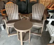 COMFO BACK COUNTER HEIGHT ROUND END TABLE SET- WEATHERWOOD
