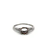 0.05 Carat Old European Cut G SI Diamond Platinum Semi Mount Ring