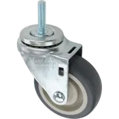 3-1/2" x 1-1/4" Grey Polyurethane Wheel Swivel Caster, 10mm-1.5 x 1-1/2" Threaded Stem - 300 lbs Capacity