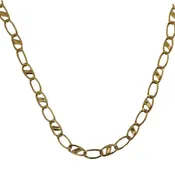 18 Karat Solid Yellow Gold Open Diagonal Bar Link Chain
