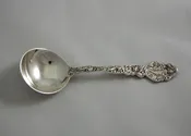 Sterling Silver Cream Bouillon Sauce Spoon - "Versailles" by Gorham Monogrammed "MRH"