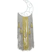 30253 Metal Wall Hanging w/ Fringe - Crescent Moon White