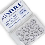 12 Bobbins - AllStitch Cardboard Sided Machine Embroidery Bobbins Style L - White