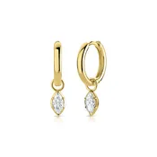 0.50ct Marquise Shape Diamond Six Prong Solitaire Huggie Earrings