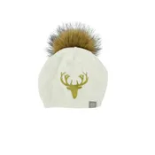 WOOL & CASHMERE HAT WITH RACCOON FUR POM POM - VANILLA
