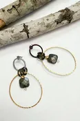 2 Circle Gold & Silver Earrings in Pyrite