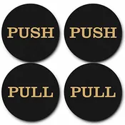 2" Round Push Pull Door Signs (Black-Gold) - 2 sets (4pcs)