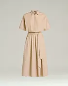 BELTED ORANGE DRESS IN NYLON AND SILK BLEND