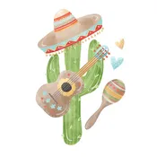 Fiesta! Cactus with Hat Fabric Panel