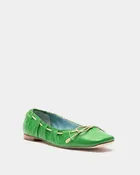 Ava Ballerina Flat - Nappa Leather Green