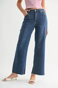 Dark Wash Slim Cut Wide Leg Jean