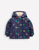 3-in-1 Shower Resistant Coat-Navy Prehistoric Print