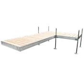 12' L-Shaped Boat Dock System with Aluminum Frame and Cedar Decking