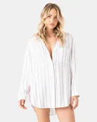 After Surf Stripe Shirt Dress Cover Up