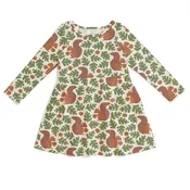 For the Love of Winter Water Factory - Madison Dress - Squirrels Forest Green