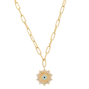 Azura Gold & Diamond Turquoise Eye Sunburst Necklace