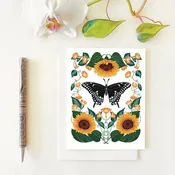 Black Swallowtail Sunflowers Greeting Card by Folk Meadow Studio