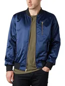 Embroidered Reversible Satin Bomber - Navy / Navy Camo