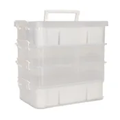 Everything Mary Clear 4-Tier Stackable Snap Box – Plastic Craft Organizer for Paint, Beads, Sewing, and DIY Supplies