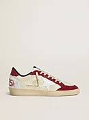 Ball Star Herren LTD aus Nappa in Creme mit weißem Lederstern und roten Suede-Einsätzen