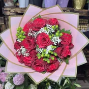 12 Red Panther Roses Bouquet Wrapped
