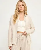 Alena Contrast Stripe Shirt – Sand