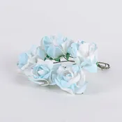 12 Paper Flowers White w. Blue Paper Flowers (6x12)