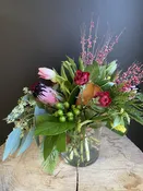 Rosey pink & burgundy bouquet — Sunset Gardens Greenhouse & Floral