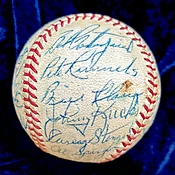 1950s Baseball Greats Multi-Signed (31) Baseball. Yogi Berra, Phil Rizzuto, Luis Aparicio. PSA — The Bullpen Sports Collectibles