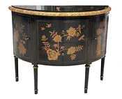 18th Century Style Burton-Ching Regency Giltwood Demilune Commode Nightstand — Thrive Decor