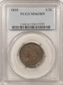1835 CLASSIC HEAD HALF-CENT - PCGS MS-63 BN ATTRACTIVE &amp;amp; CHOICE!