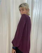 Color Block Blouse in Aubergine — ANNA