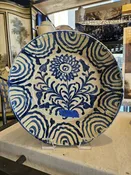 Antique Spanish Fajalauza Bowl From Granada With Custom Heavy Duty Hanging Harness #28, 13″ Diameter