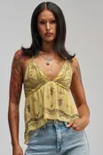90'S BEADED CHIFFON TOP IN YELLOW