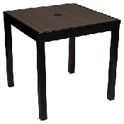 Aluminum Outdoor Table in Black Finish and Dark Walnut Faux Teak