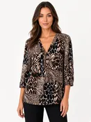 3/4 Sleeve Animal Chiffon Print Top