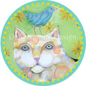 Cat & bird Car art sticker