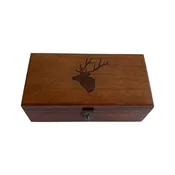 6-1/4″ Stag Head Engraved Acacia Wood Box