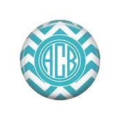 Aqua Blue Chevron Monogrammed Pocket Mirror
